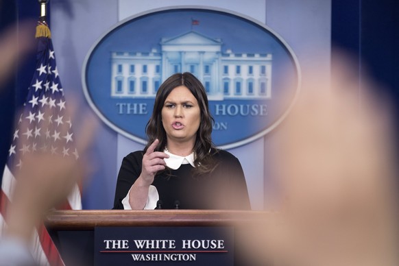 epa06632755 White House Press Secretary Sarah Huckabee Sanders holds a news conference in the James Brady Press Briefing Room of the White House in Washington, DC, USA, 27 March 2018. EPA/MICHAEL REYN ...