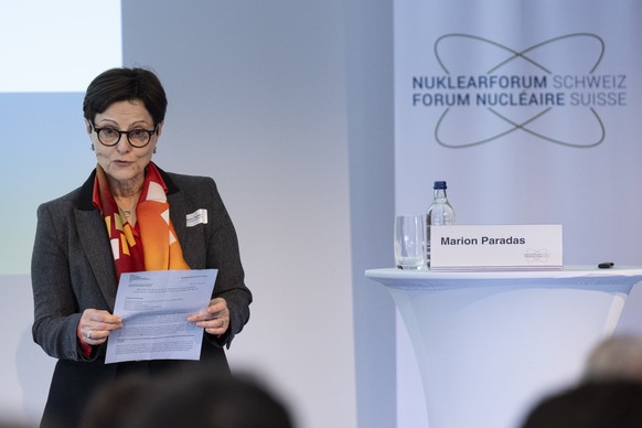 Marion Paradas, Botschafterin Frankreichs in der Schweiz, spricht an der Nuklearforum Konferenz ueber die Zusammenarbeit in der Kernenergie zwischen Frankreich und der Schweiz, am Donnerstag, 7. Maerz ...