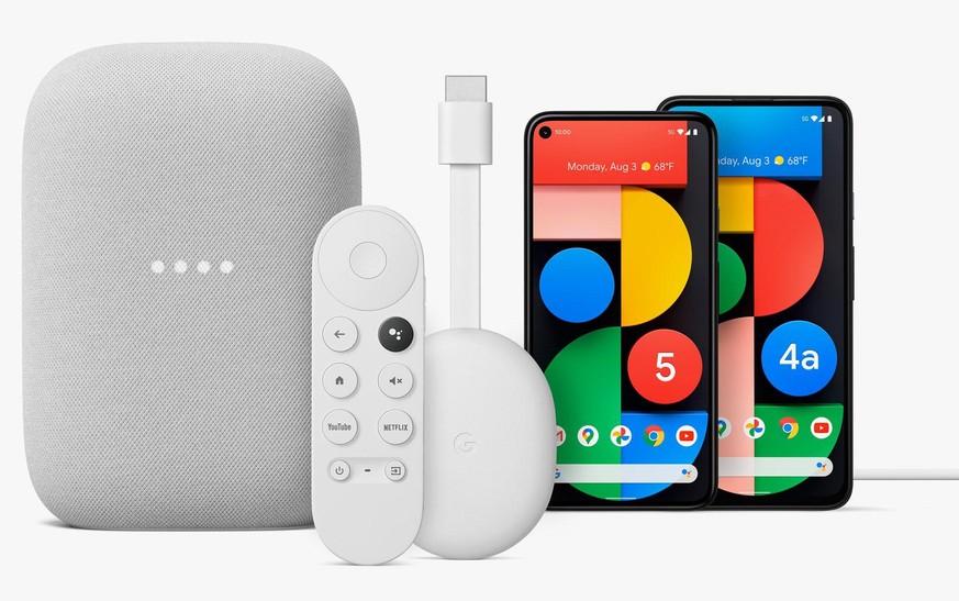 Nest Audio, Chromecast mit Ferbedienung und die neuen Handys.