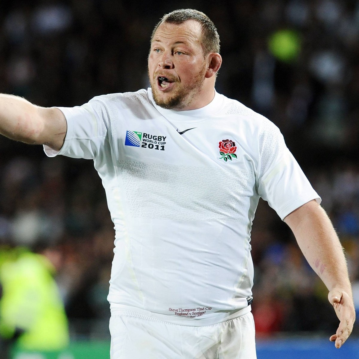 Bildnummer: 08697858 Datum: 01.10.2011 Copyright: imago/Colorsport
Rugby Union - 2011 Rugby World Cup - England vs. Scotland Steve Thompson (England) PUBLICATIONxNOTxINxUK ; Rugby WM Nationalteam Länd ...