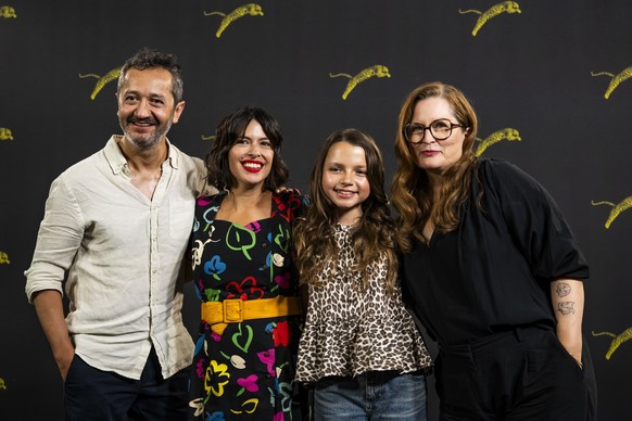 Gonzalo Molina, actor from Peru, Klaudia Reynicke, Swiss-Peruvian filmmaker, actress Abril Gjurinovic and .Britta Rindelaub, producer from Switzerland, from left to right, pose during a photocall for  ...