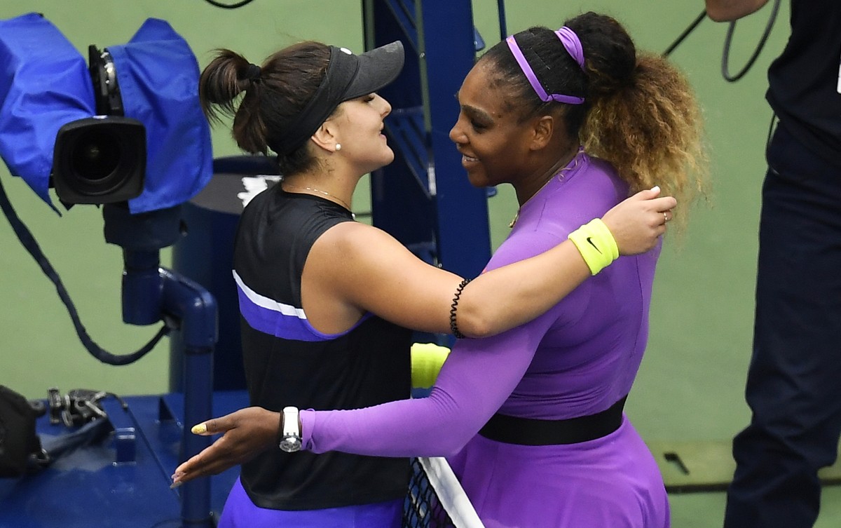 Serena Williams, of the United States, right, congratulates Bianca Andreescu, of Canada, after Andreescu won the women's singles final of the U.S. Open tennis championships Saturday, Sept. 7, 201 ...