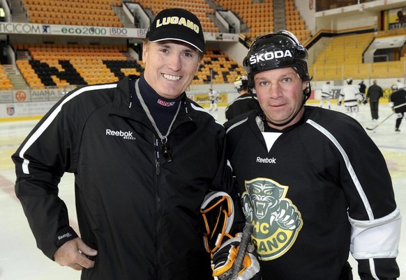 Larry Huras, hier mit Paul DiPietro, hat sein Glück bei Lugano gleich zwei Mal vergeblich versucht.