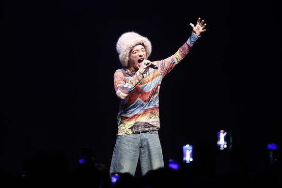 epa11279113 Nemo from Switzerland performs during the Nordic Eurovision Party concert at Berns in Stockholm, Sweden, 14 April 2024. The 68th edition of the Eurovision Song Contest (ESC) will take plac ...
