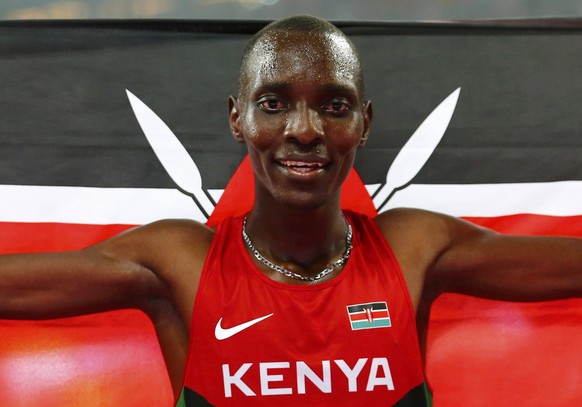 Asbel Kiprop of Kenya celebrates after winning the men&#039;s 1500 metres final during the 15th IAAF World Championships at the National Stadium in Beijing, China, August 30, 2015. REUTERS/Damir Sagol ...