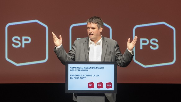 Christian Levrat, Praesident SP Schweiz, spricht anlaesslich des ordentlichen Parteitags der SP Schweiz, aufgenommen am Samstag, 1. Dezember 2018 in Brugg Windisch. (KEYSTONE/Ennio Leanza)