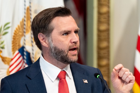 Vice President JD Vance speaks during a roundtable event in the Eisenhower Executive Office Building on the White House campus, Wednesday, Aug. 5, 2026, in Washington. (AP Photo/Alex Brandon)
JD Vance