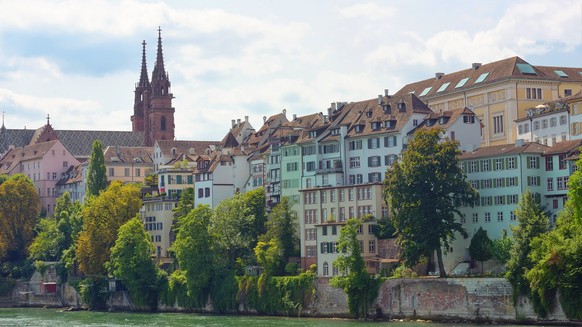 rhein,basel *** rhine river,basel pr8-itc,EDITORIAL USE ONLY