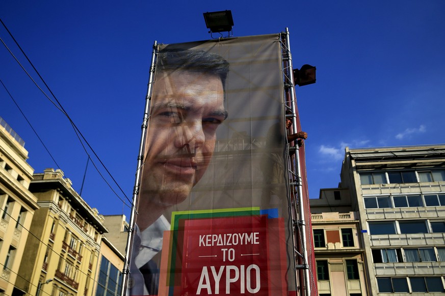 Wahlplakat in Athen. Schafft Tsipras mit seiner Partei die Wiederwahl?