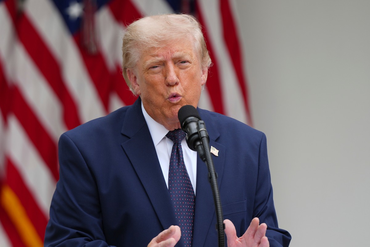 President Donald Trump speaks at a lunch in the White House Rose Garden, Monday, July 6, 2026, in Washington. (AP Photo/Julia Demaree Nikhinson)
Trump