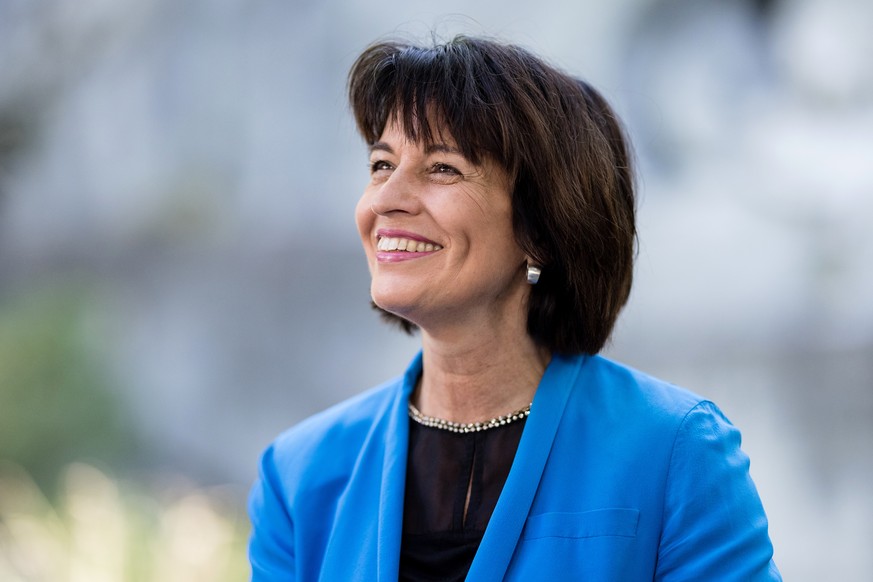 Alt Bundesraetin Doris Leuthard besucht die Gedenk- und Jubilaeumsfeier zum 200 Jahre Jubilaeum des Loewendenkmals am Dienstag, 10. August 2021 in Luzern. Das Loewendenkmal im Zentrum Luzerns erinnert ...