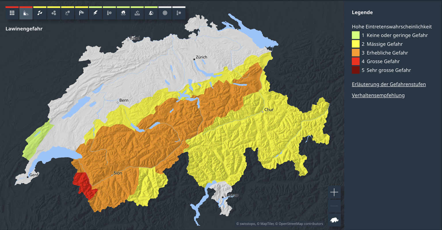 Lawinengefahr im November 2025 in der Schweiz.