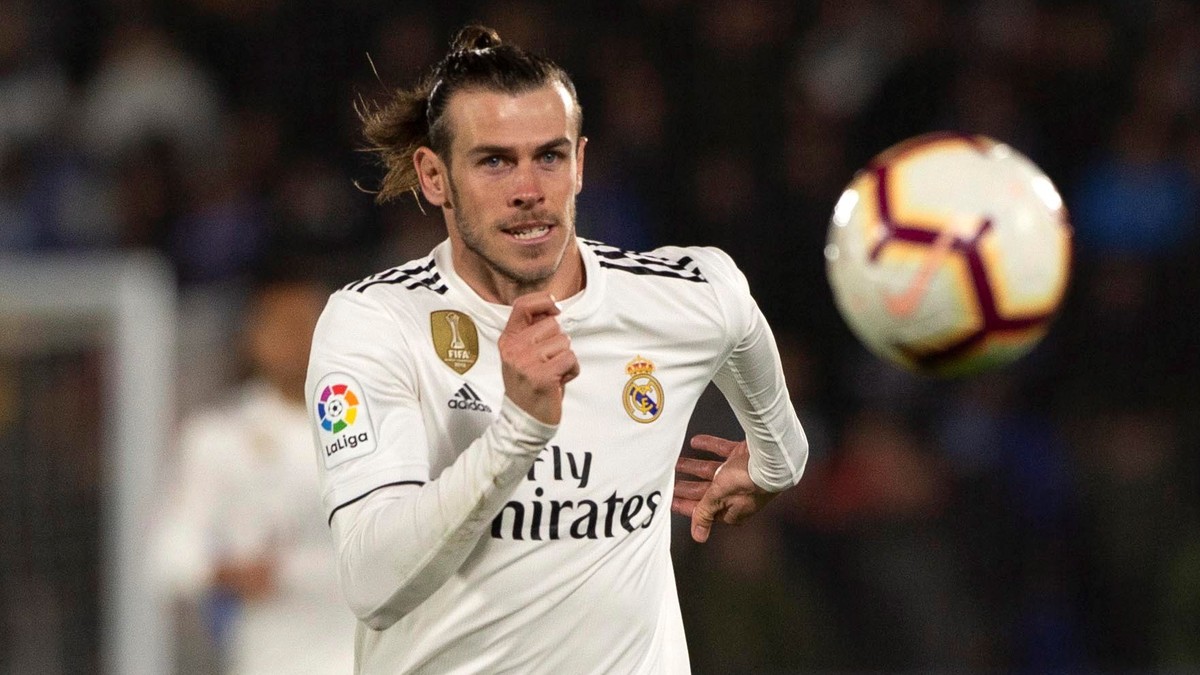 epa07528999 Real Madrid's Welsh forward Gareth Bale in action during a Spanish LaLiga soccer match between Real Madrid and Getafe at the Alfonso Perez Coliseum in Madrid, Spain, 25 April 2019. EP ...