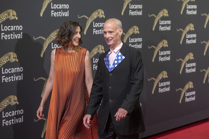 Film Director and actor John Waters, right, from USA with artistic Director Filmfestival Locarno Lili Hinstin, left, a the red carpet at the Piazza Grande at the 72th Locarno International Film Festiv ...