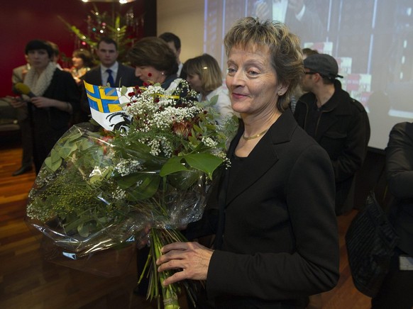 Die Bundesrätin feiert ihre Wiederwahl im Dezember 2011.