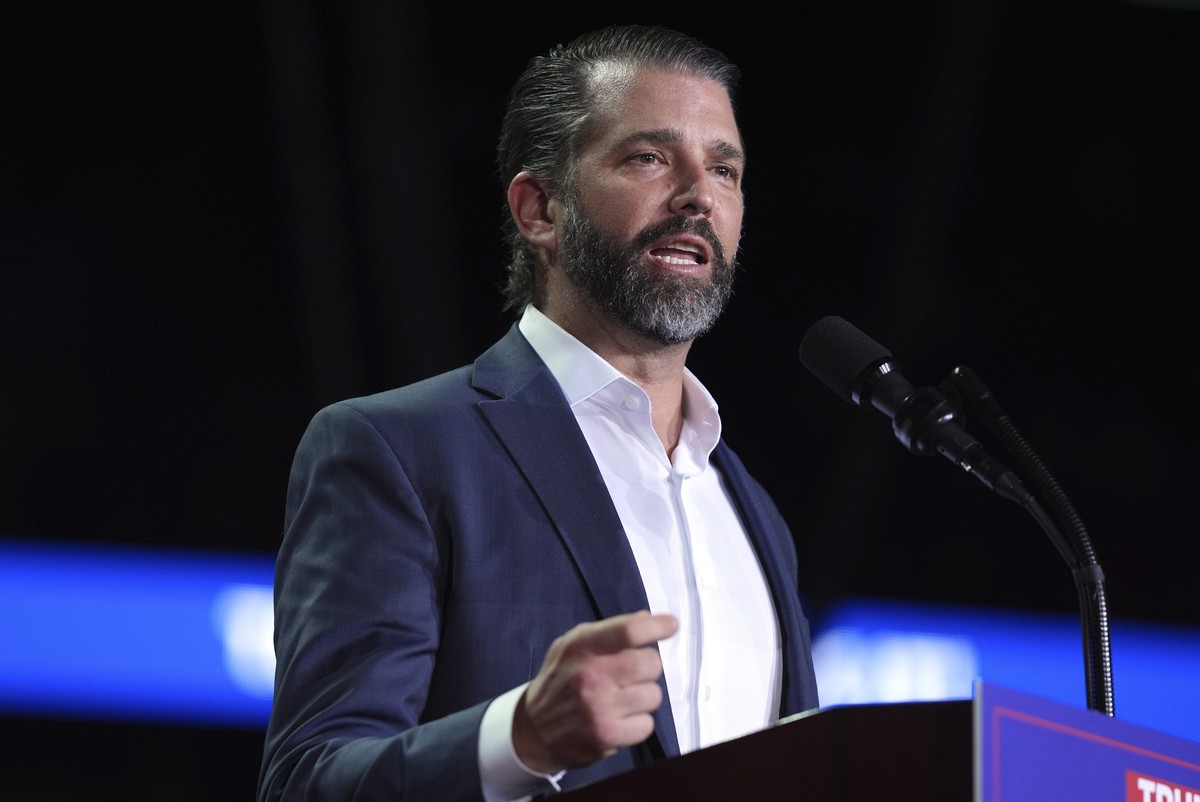 FILE - Donald Trump Jr., speaks at a campaign rally, Nov. 5, 2024, in Grand Rapids, Mich. (AP Photo/Evan Vucci, File)
Donald Trump