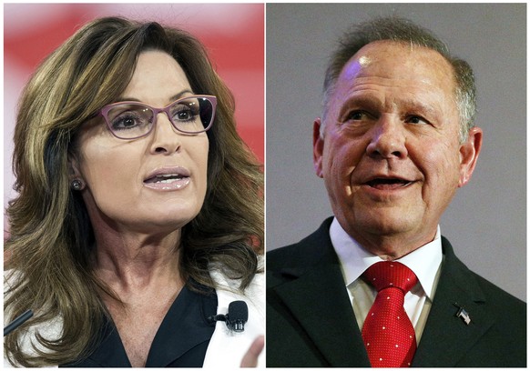 This combination photo shows former Alaska Gov. and Republican vice-presidential candidate Sarah Palin at the Conservative Political Action Conference (CPAC) in National Harbor, Md. on Feb. 26, 2015,  ...