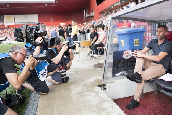 LÃentraineur ad interim du FC Basel Alex Frei, lors de la rencontre de football de Super League entre Neuchatel Xamax FCS et FC Basel 1893 ce samedi 28 juillet 2018 au stade de la Maladiere a Neuchat ...