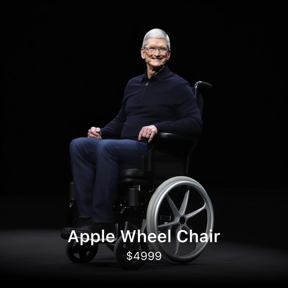 Fake-Apple-Produkt, mit falschem Tim Cook, KI-generiert. (Juni 2023)