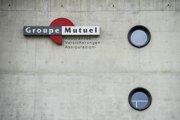 Groupe-Mutuel-Logo am Hauptsitz in Martigny.