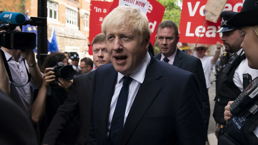 epa07733484 Britain&#039;s Former Foreign Secretary Boris Johnson leaves offices in Central London, Britain, 22 July 2019. Johnson and his Conservative Leadership rival Jeremy Hunt will discover who h ...