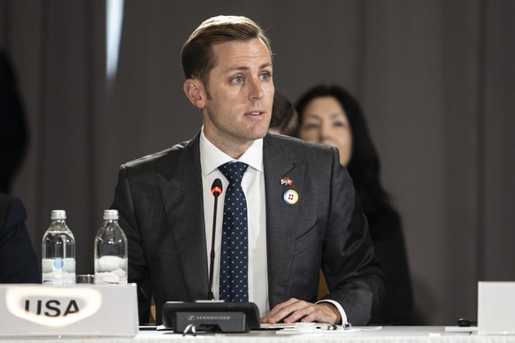 Scott Miller, Ambassador of USA to Switzerland, holds his national statement during the Ukraine Recovery Conference URC, Tuesday, July 5, 2022 in Lugano, Switzerland. The URC is organised to initiate  ...