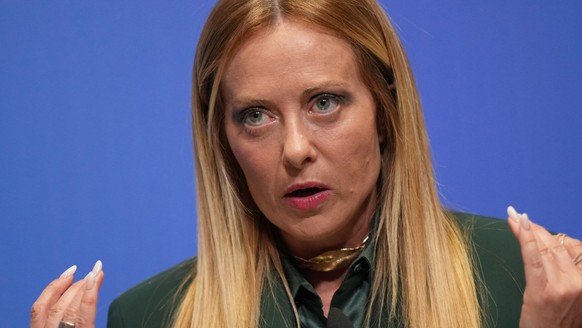 Italy's Prime Minister Giorgia Meloni speaks during a media conference at the NATO summit in Ankara, Turkey, Wednesday, July 8, 2026. (AP Photo/Francisco Seco)
Giorgia Meloni