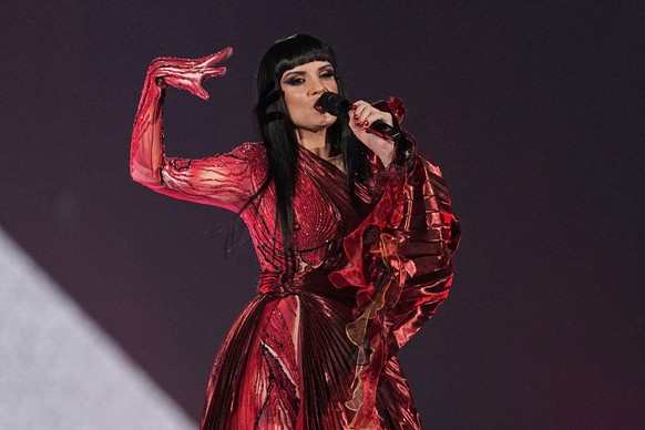 Shkodra Elektronike from Albania performs the song &quot;Zjerm&quot; during the Grand Final of the 69th Eurovision Song Contest, in Basel, Switzerland, Saturday, May 17, 2025. (AP Photo/Martin Meissne ...