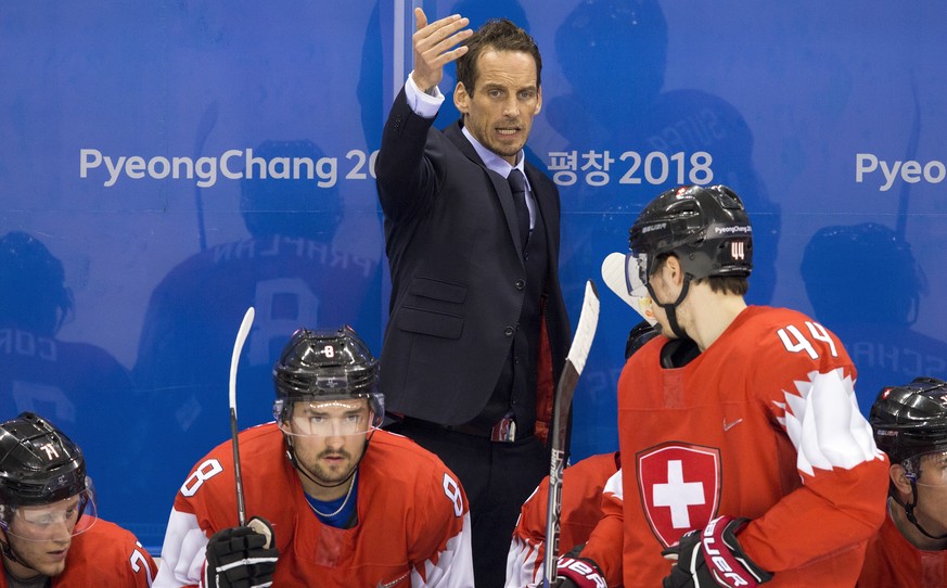Patrick Fischer, head coach of Switzerland, during the men ice hockey play-off qualification match between Switzerland and Germany in the Kwandong Hockey Center in Gangneung during the XXIII Winter Ol ...