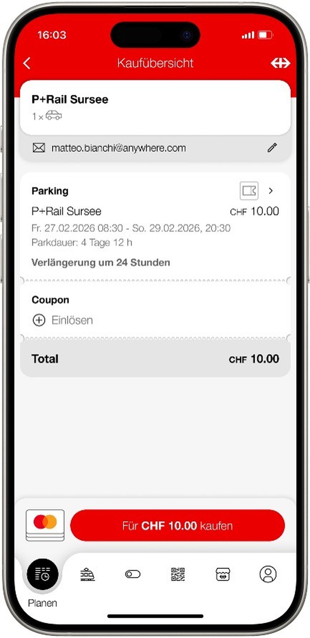 Update für die SBB-Mobile-App: Neu ist P+Rail (Parkplatz-Buchung für ÖV-Reisende) integriert.