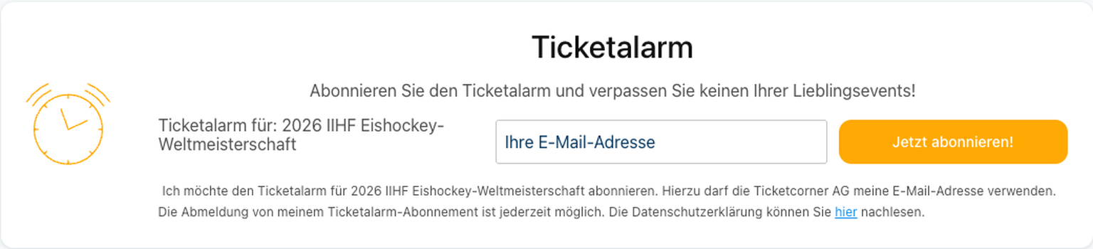 Ticketalarm Eishockey WM 2026 Zürich Fribourg
