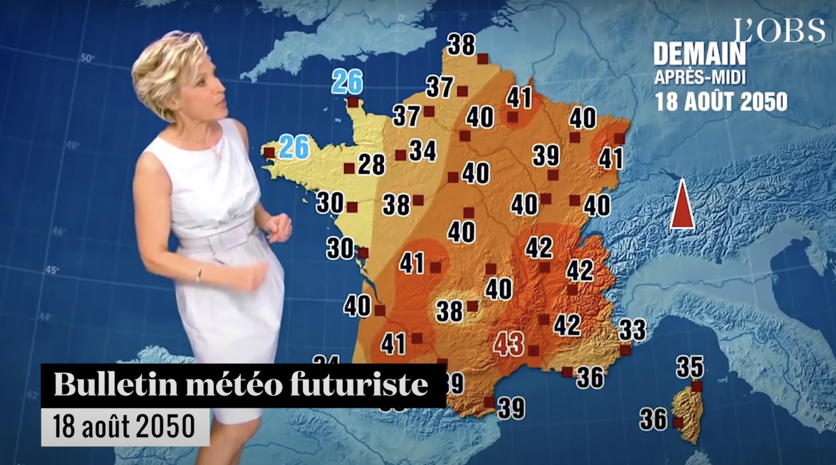 Fiktive Wetterprognose vom 18. August 2050, ausgestrahlt im Dezember 2014.