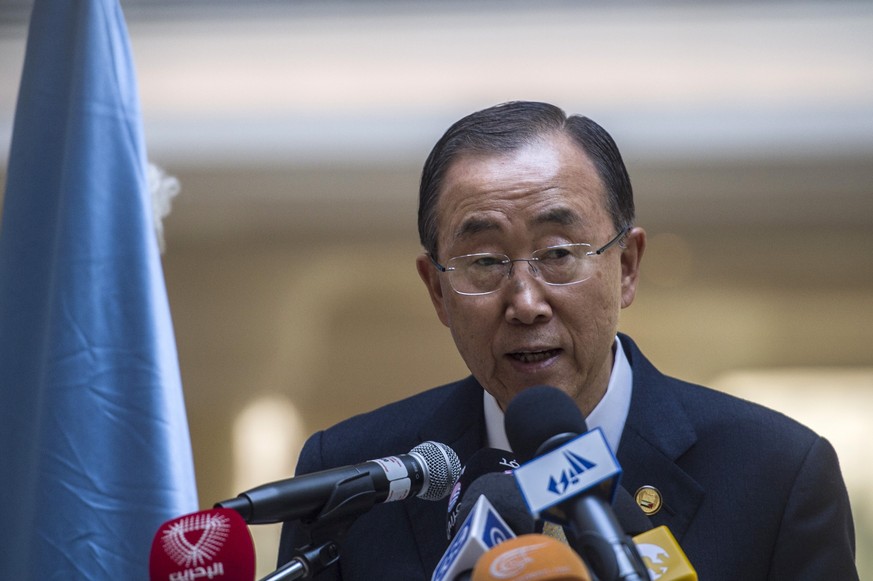 Ban Ki Moon an der Geberkonferenz für Palästina in Kairo am Sonntag. Den Palästinensern wurden 5,4 Milliarden Dollar an Hilfsgeldern zugesagt.