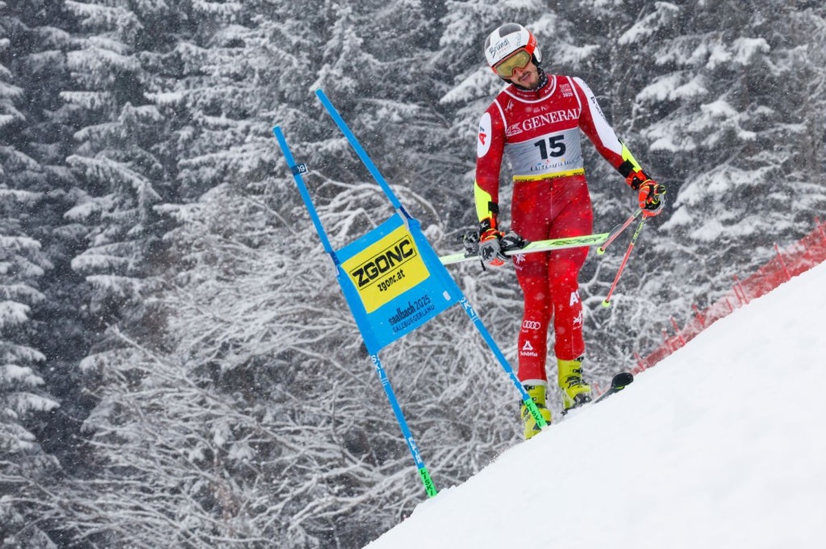 SAALBACH, AUSTRIA - FEBRUARY 14: Stefan Brennsteiner of Team Austria competes during the FIS Alpine World Ski Championships Men's Giant Slalom on February 14, 2025 in Saalbach, Austria. (Photo by ...
