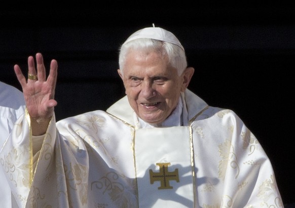 FILE - This Oct. 19, 2014 file photo shows Pope Emeritus Benedict XVI as he arrives in St. Peter&#039;s Square at the Vatican Emeritus Pope Benedict XVI has said he hopes to soon join a beloved profes ...