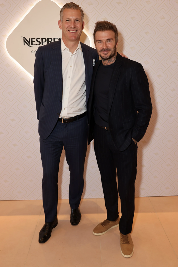 Philipp Navratil mit Ex-Fussballer David Beckham bei der Eröffnung eines Nespresso-Shops in London letztes Jahr.