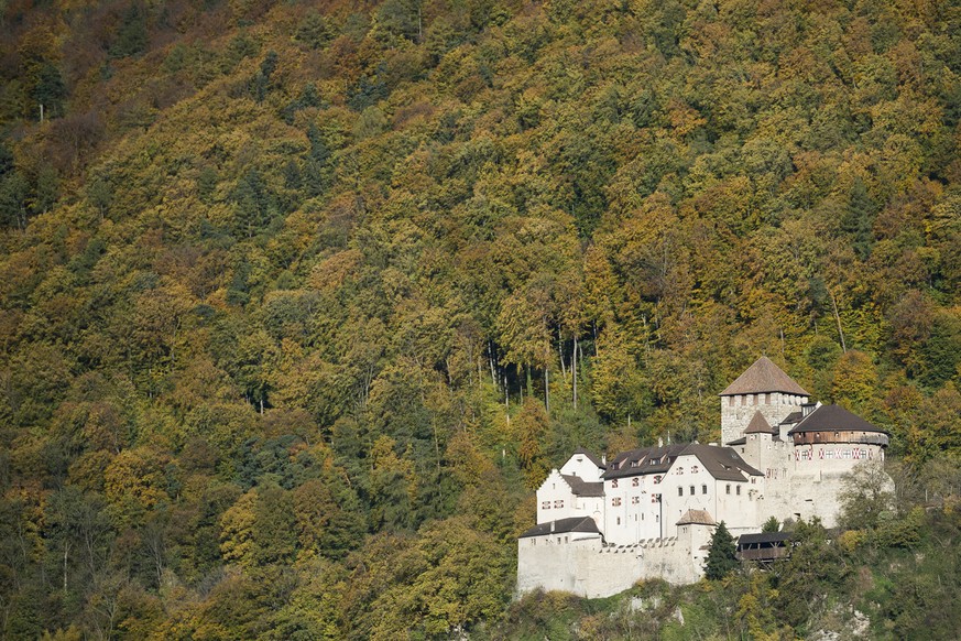 Schloss Vaduz, Sitz des Fuerstenhauses des Fuerstentum Liechtenstein, aufgenommen am Montag, 3. November 2014, in Vaduz. Das Schloss Vaduz ist seit 1938 offizielle Residenz der Fuersten. (KEYSTONE/Gia ...