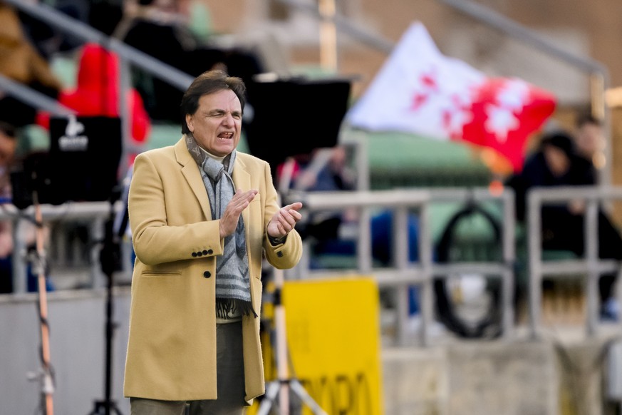 Le president et entraineur ad interim du FC Sion Christian Constantin lors de la rencontre du championnat de football de Super League entre le FC Sion et le FC Lugano le dimanche 5 mars 2023 au stade  ...