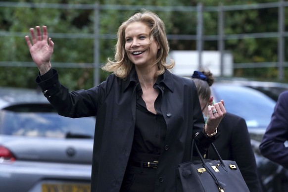 Financier Amanda Staveley arrives at Jesmond Dene House, Newcastle, England, Thursday Oct. 7, 2021, following the announcement that the Saudi-led takeover of Newcastle has been approved. English Premi ...