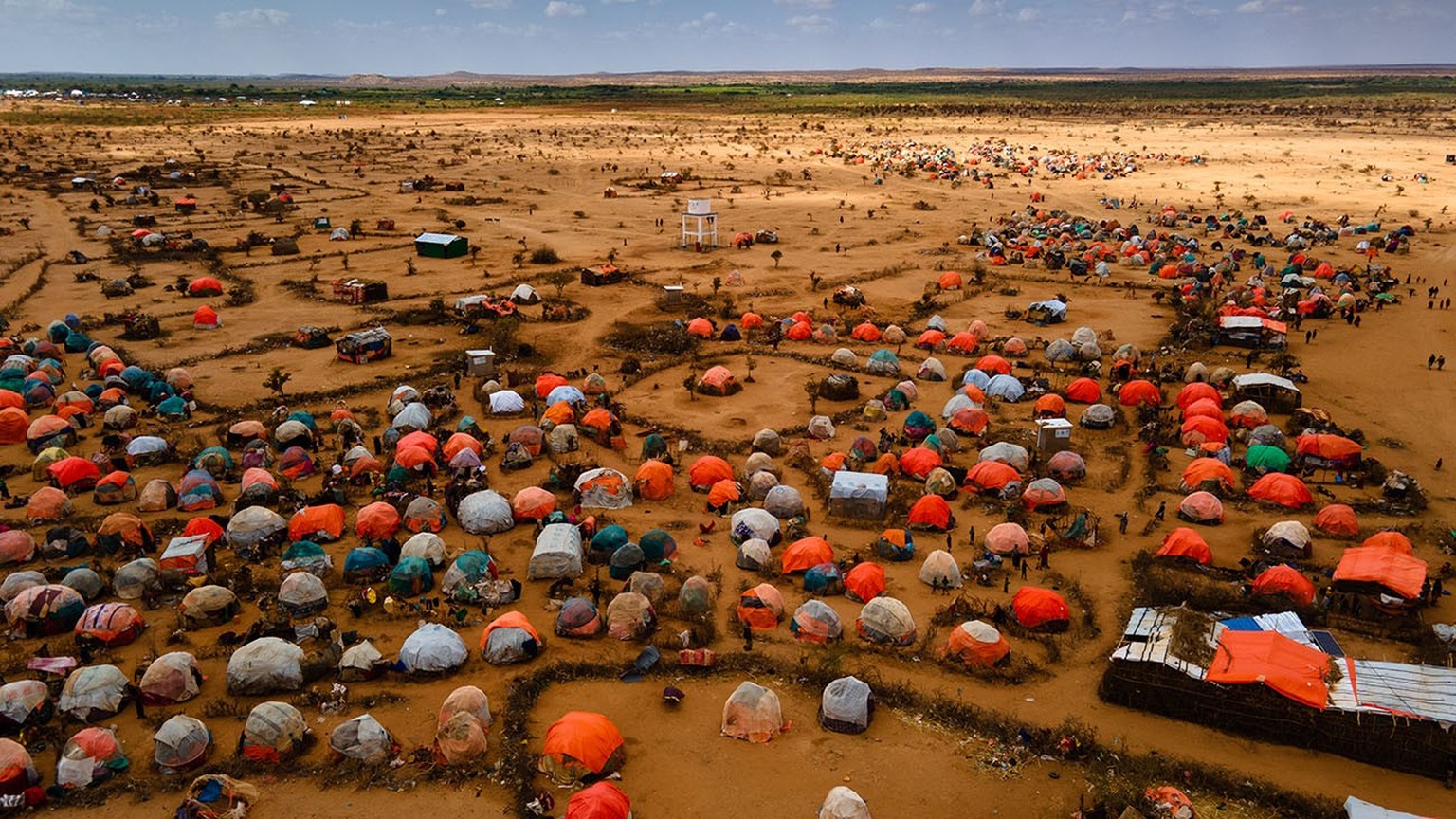 An aerial photo of the Ladan IDP camp in Dollow, Somalia, in October 2022.