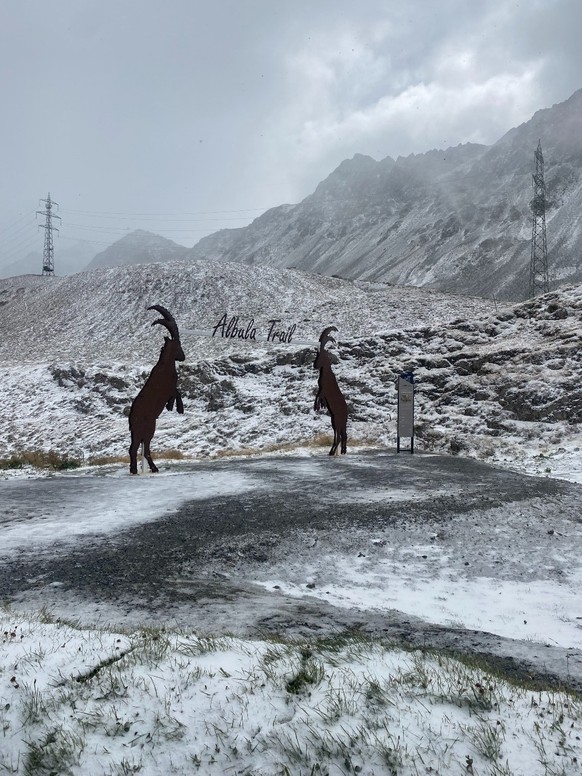 Auch auf dem Albulapass hat es Schnee.