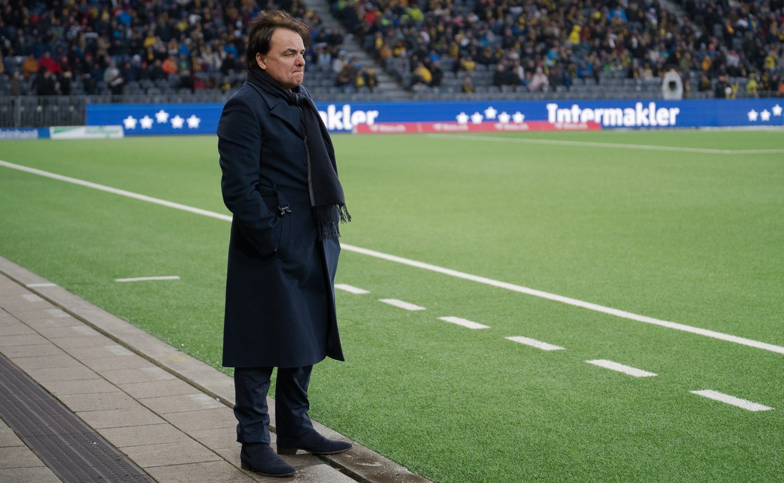 Sions Praesident Christian Constantin im Fussball Meisterschaftsspiel der Super League zwischen den Berner Young Boys und dem FC Sion, fotografiert am 26. Februar 2022 im Stadion Wankdorf in Bern. (KE ...