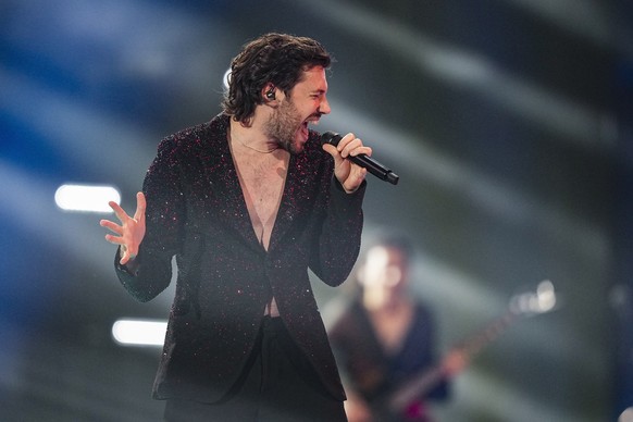 Piqued Jacks of San Marino performs during dress rehearsals for the second semi final at the Eurovision Song Contest in Liverpool, England, Wednesday, May 10, 2023. (AP Photo/Martin Meissner)
Piqued J ...