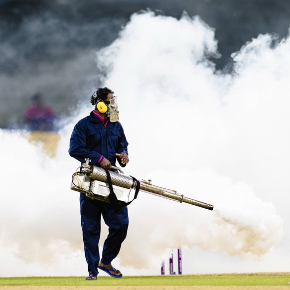 R. Premadasa Stadium, Colombo October 5th 2025: General view as fumigation takes place in the stadium during the ICC Womens ODI World Cup game between India vs Pakistan at R. Premadasa Stadium in Colo ...
