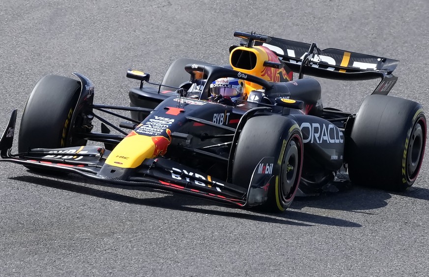 Red Bull driver Max Verstappen of the Netherlands steers his car during the Japanese Formula One Grand Prix at the Suzuka Circuit in Suzuka, central Japan, Sunday, April 7, 2024. (AP Photo/Hiro Komae) ...
