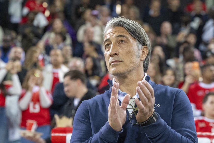epa13279535 Switzerland's national team coach Murat Yakin during the UEFA Nations League soccer match between Switzerland and Slovenia, in Lucerne, Switzerland, 03 October 2026. EPA/URS FLUEELER