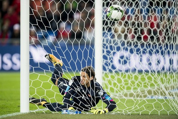 Hungary&#039;s Roland Ugrai, (not pictured) scores a goal to Switzerland&#039;s goalkeeper Yann Sommer, during the 2018 Fifa World Cup Russia group B qualification soccer match between Switzerland and ...