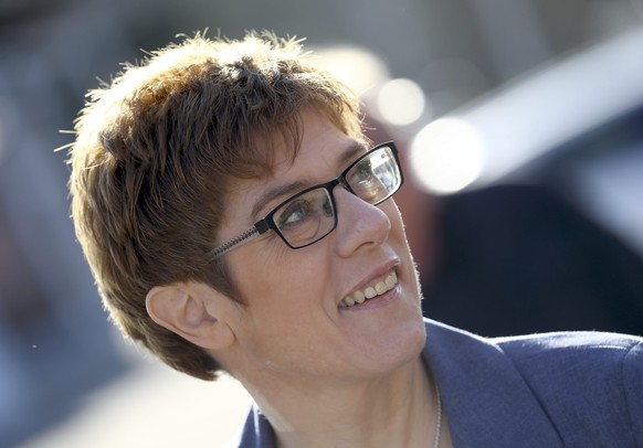 Annegret Kramp-Karrenbauer, State Minister-President and top candidate of the Christian Democratic Union Party (CDU), casts her vote for the Saarland state elections in Puettlingen near Saarbruecken,  ...