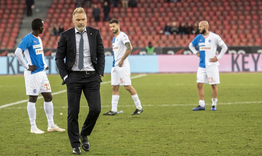 Grasshopper Trainer Thorsten Fink reagiert nach dem Fussball Meisterschaftsspiel der Super League zwischen dem Grasshopper Club Zuerich und dem Neuchatel Xamax FCS im Letzigrund, am Sonntag, 17. Febru ...