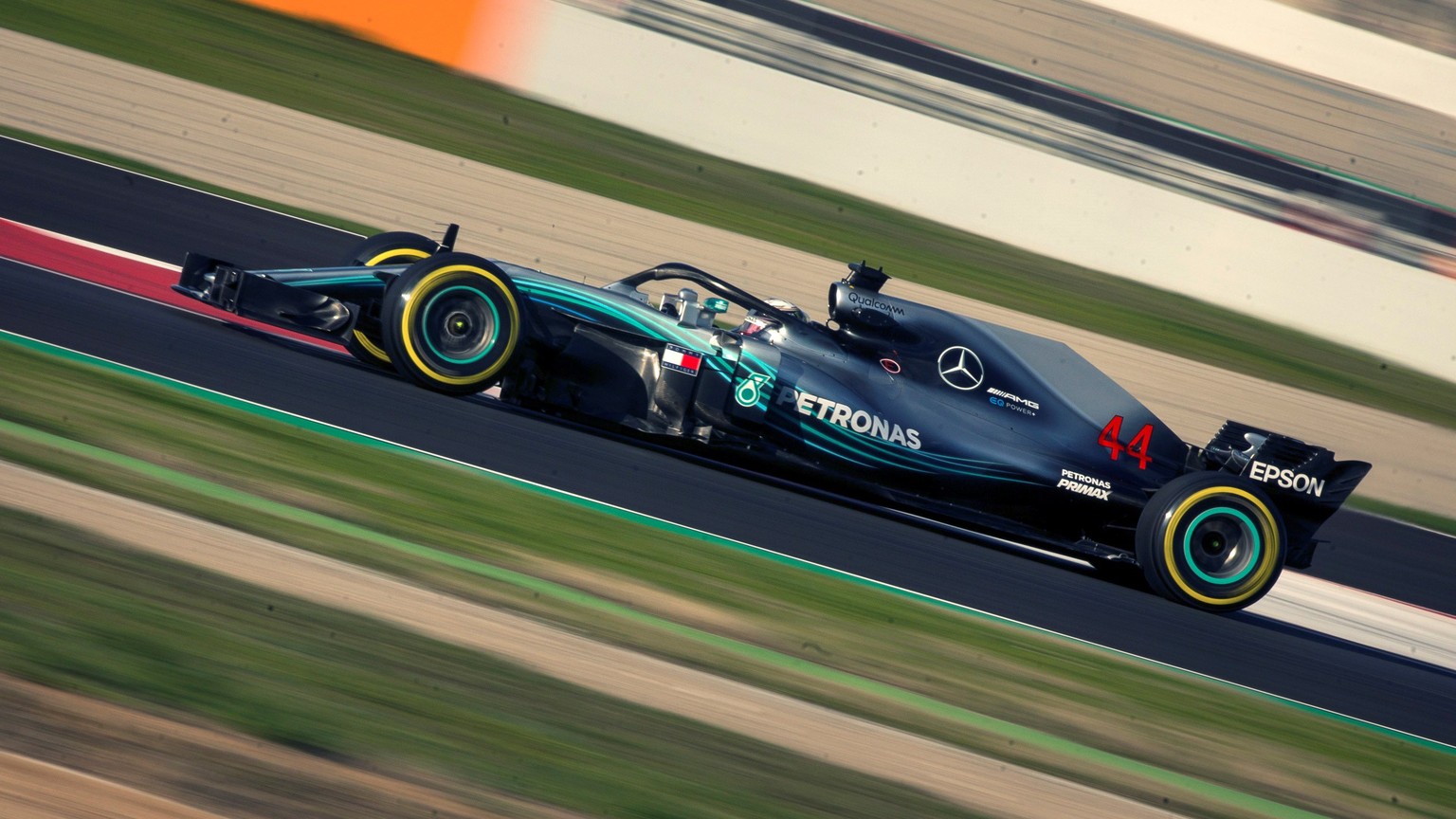 epa06585138 British Formula One driver Lewis Hamilton of Mercedes in action during the second Formula One pre-season test sessions at Circuit de Barcelona-Catalunya race track in Montmelo, Spain, 06 M ...